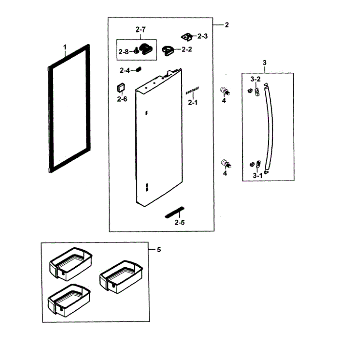 Refrigerator Door R Diagram and Parts List for RF28HMEDBWW AA-00 Samsung Refrigerator