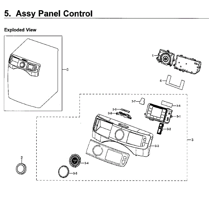 Control Panel Diagram and Parts List for WF50K7500AV A2-11 Samsung Washer