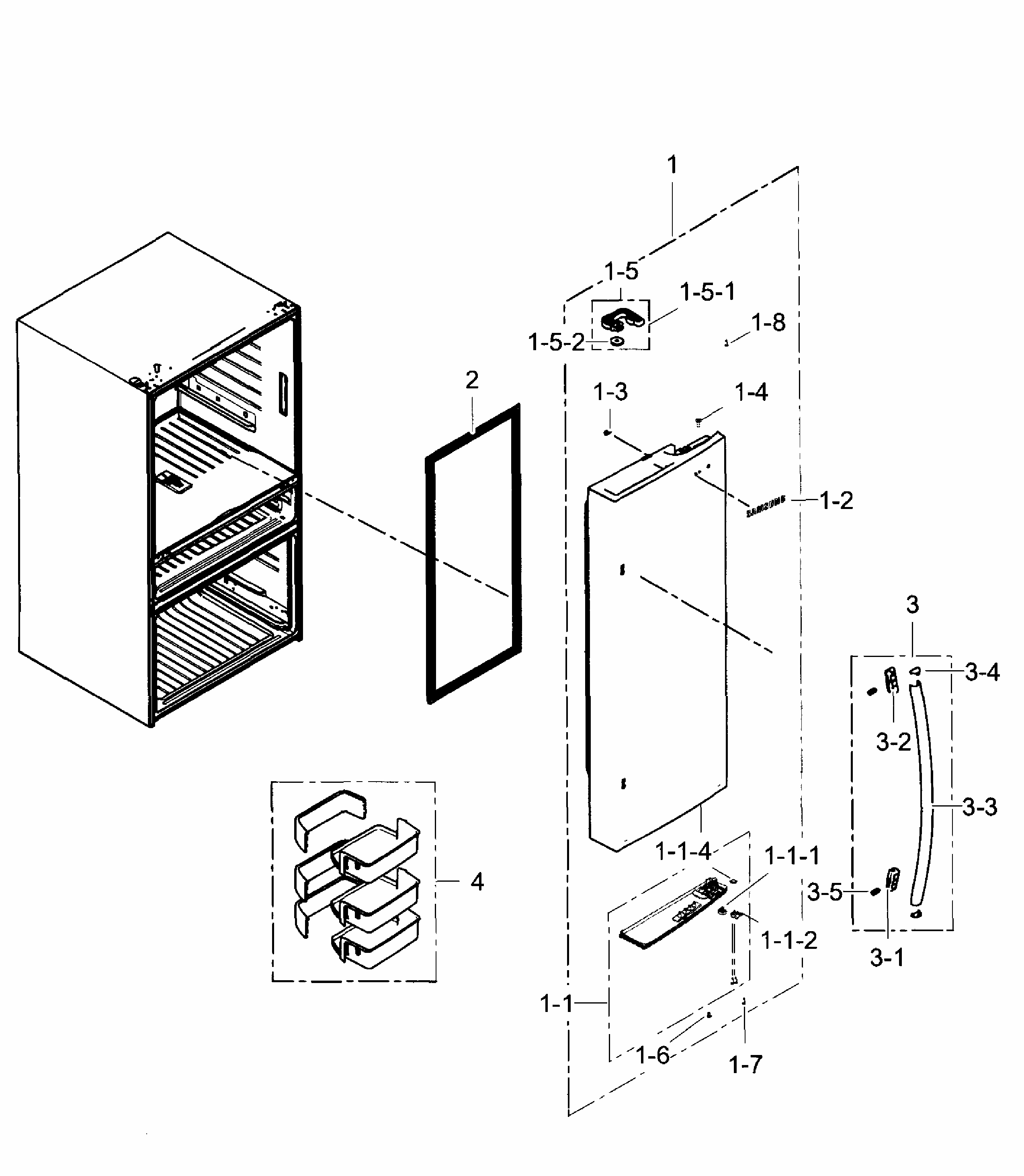 Right Door Diagram and Parts List for RF31FMEDBBC AA-0006 Samsung Refrigerator