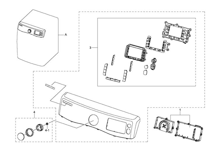 Control Panel Diagram and Parts List for DV511AGR XAA-0003 Samsung Dryer