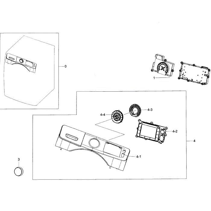 Control Panel Diagram and Parts List for WF45H6100AP A2-01 Samsung Washer