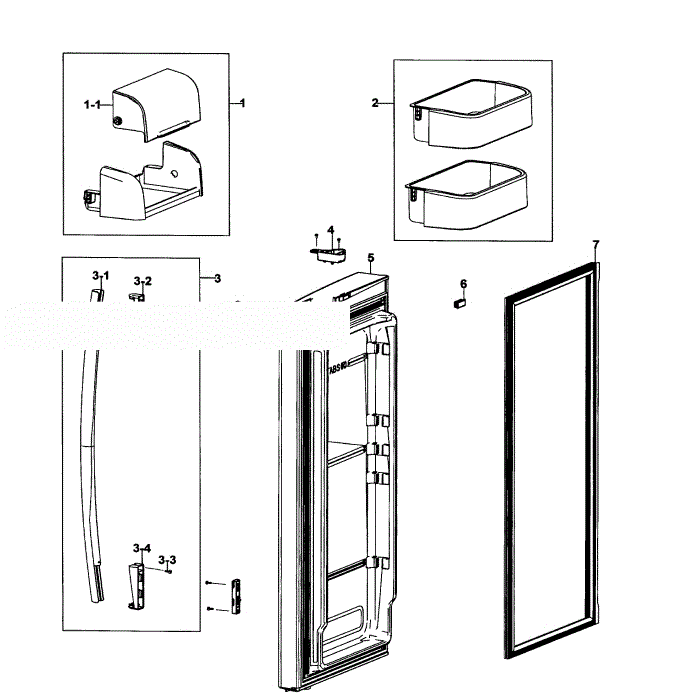 Door Right Diagram and Parts List for RF266ACWP XAA-00 Samsung Refrigerator