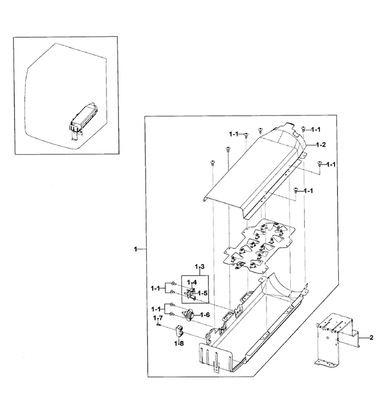 Heater Assy Diagram and Parts List for DV511AEW XAA-0001 Samsung Dryer