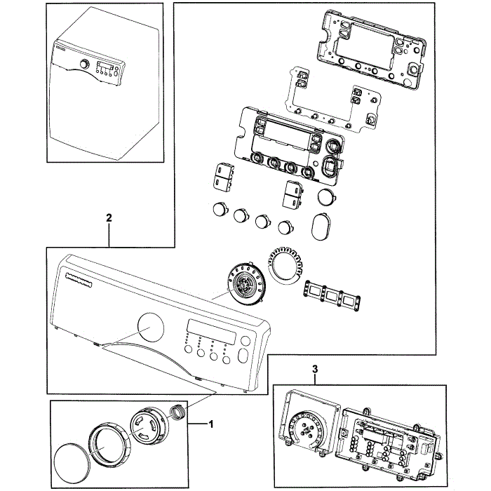 Control Panel Diagram and Parts List for DV331AGR XAA-00 Samsung Dryer