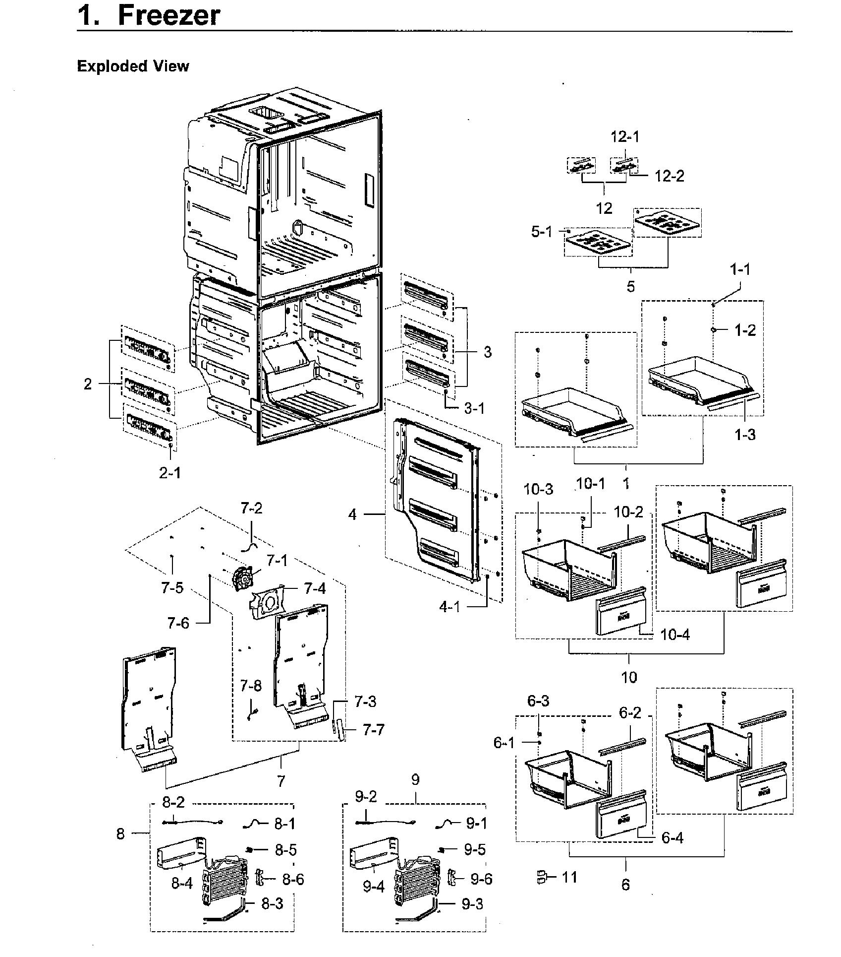 Freezer Diagram and Parts List for RF28K9580SR AA-0002 Samsung Refrigerator