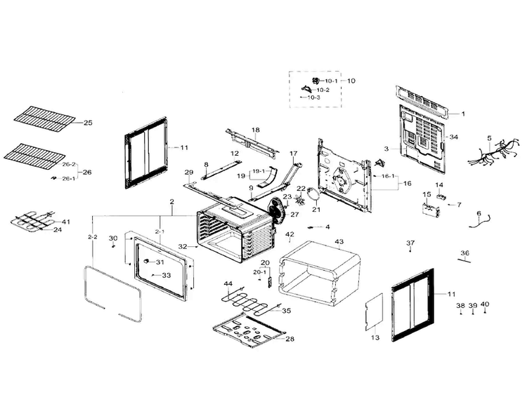 Main Asy Diagram and Parts List for NE59J7630SG AA-0000 Samsung Range