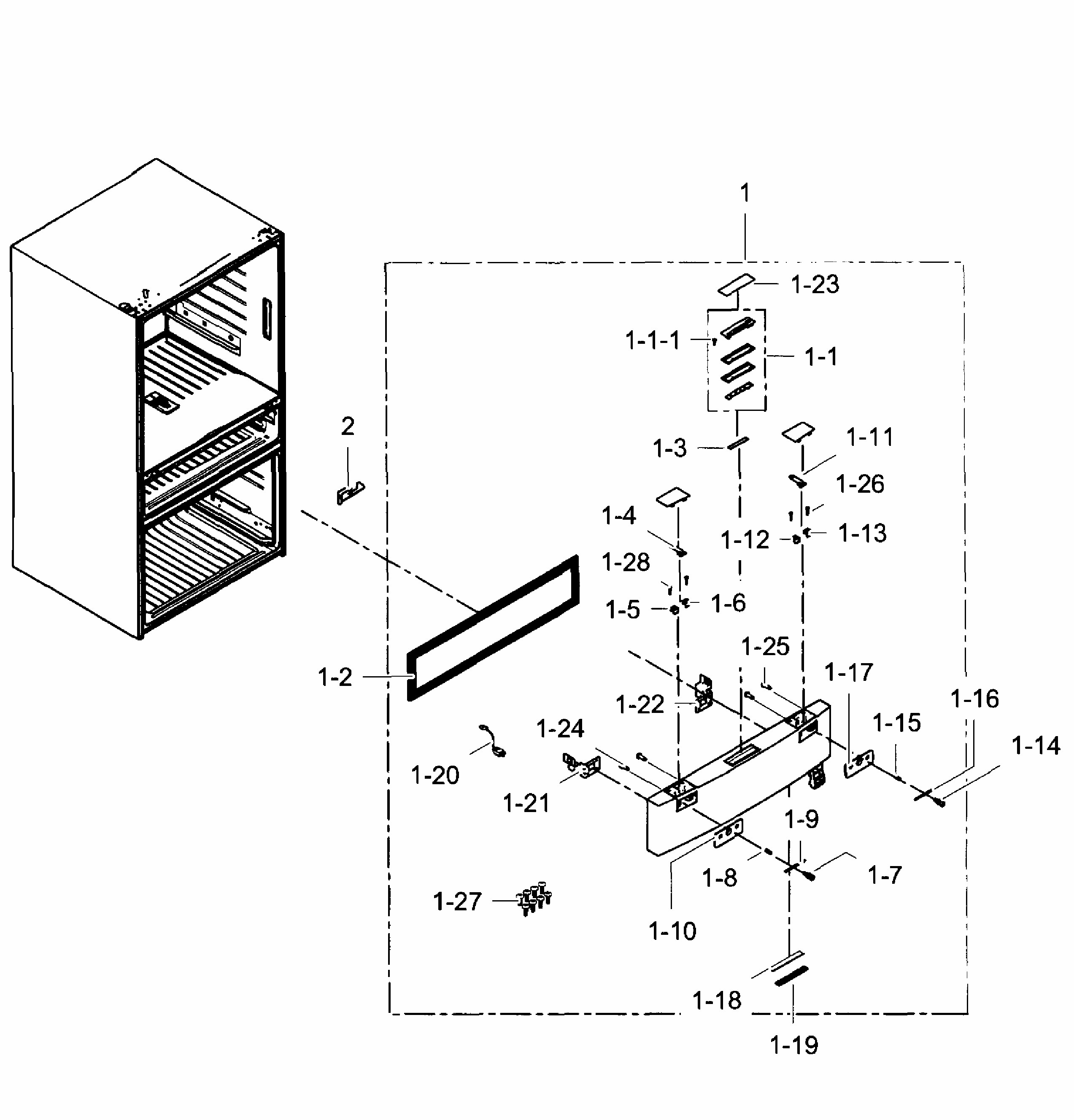 Flexzone Door Diagram and Parts List for RF31FMEDBBC AA-0006 Samsung Refrigerator