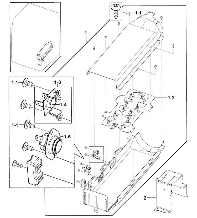 Heater Assy Diagram and Parts List for DV331AER XAA-0000 Samsung Dryer