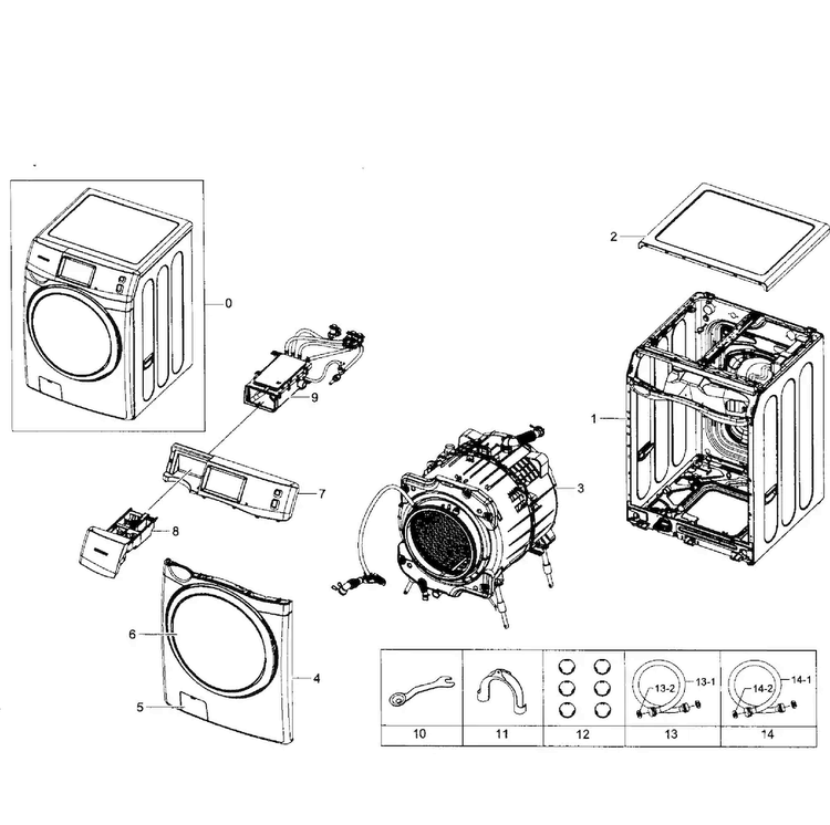 Main Assy Diagram and Parts List for WF457ARGSGR AA-0002 Samsung Washer
