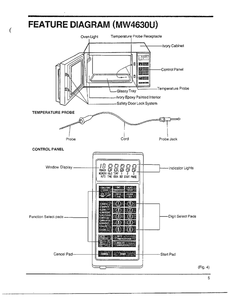 Feature Diagram Page 2 Diagram and Parts List for MW4530U XAA Samsung Microwave