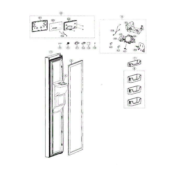 Freezer Door Diagram and Parts List for RS25J500DSR AA-00 Samsung Refrigerator