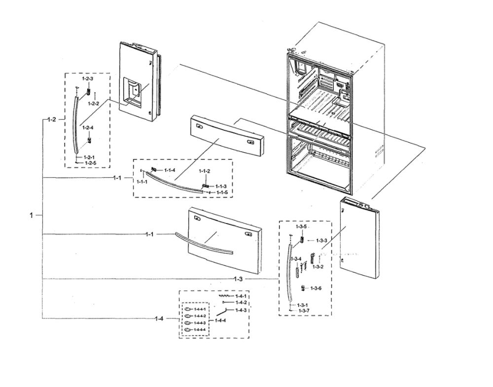 Handle Parts Diagram and Parts List for RF28R7351SR AA-00 Samsung Refrigerator