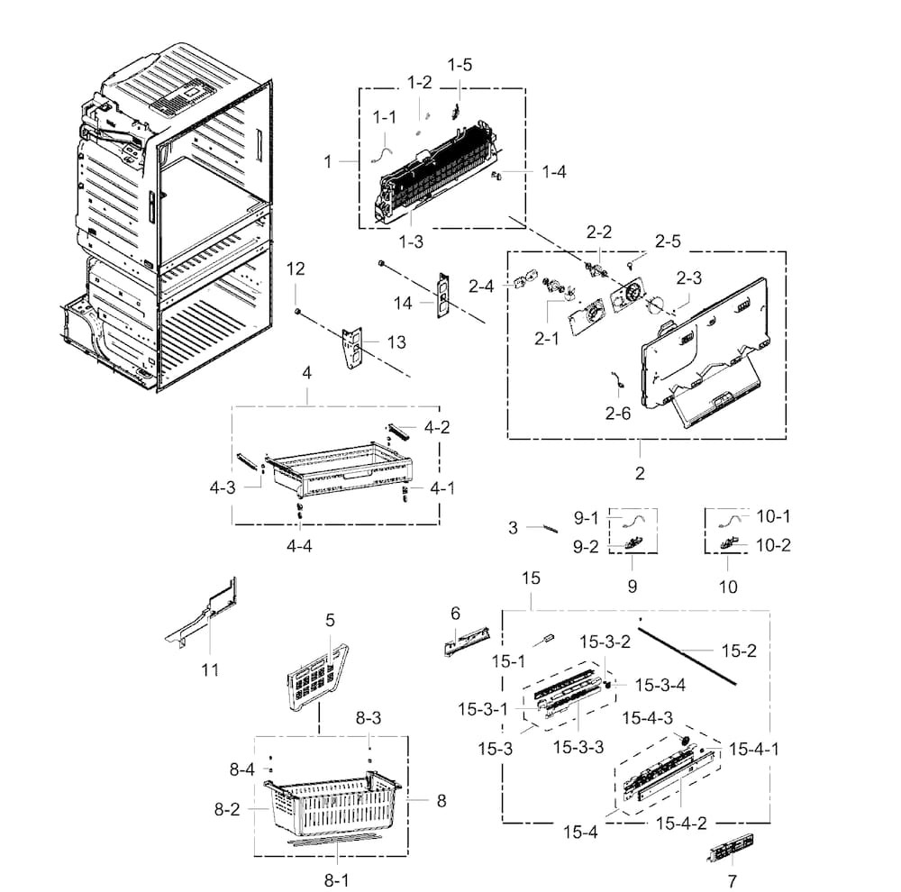 Freezer Assy Diagram and Parts List for RF25HMEDBSR AA-0000 Samsung Refrigerator