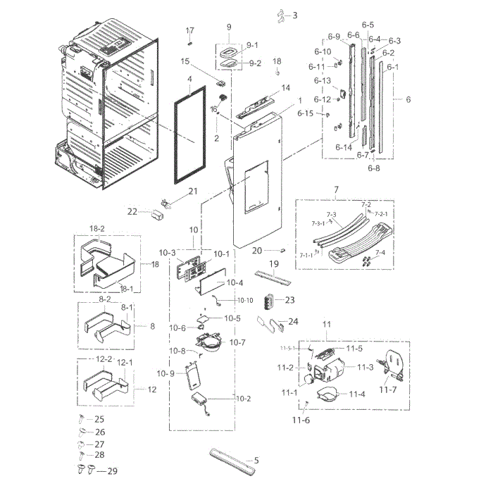 Fridge Door L Diagram and Parts List for RF263BEAESG AA-00 Samsung Refrigerator