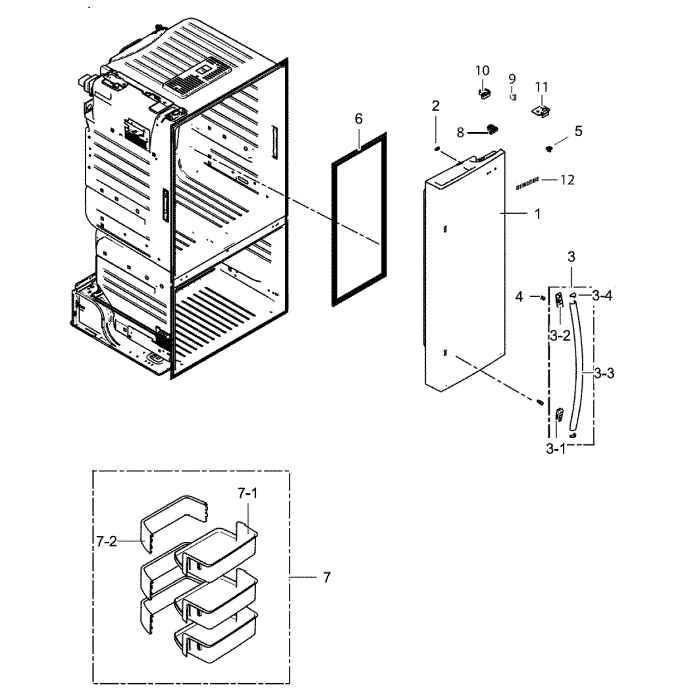 Fridge Door R Diagram and Parts List for RF221NCTASP AA-00 Samsung Refrigerator