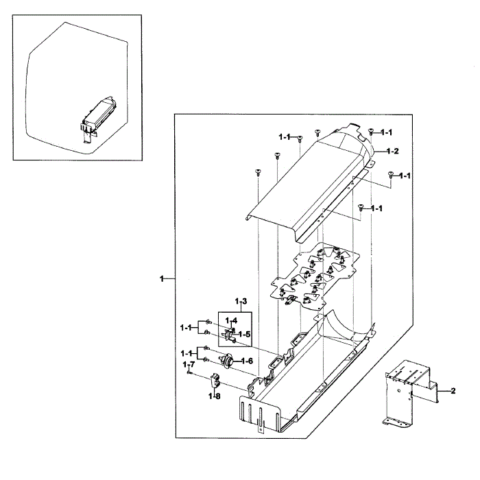 Heater Assembly Diagram and Parts List for DV511AER XAA-00 Samsung Dryer