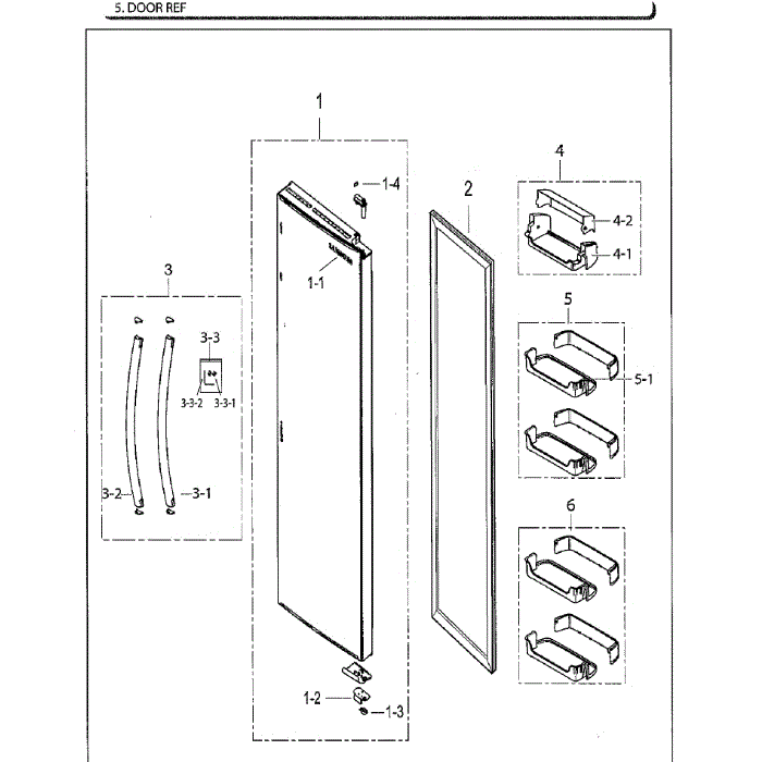 Right Door Diagram and Parts List for RS25H5111BC AA-02 Samsung Refrigerator