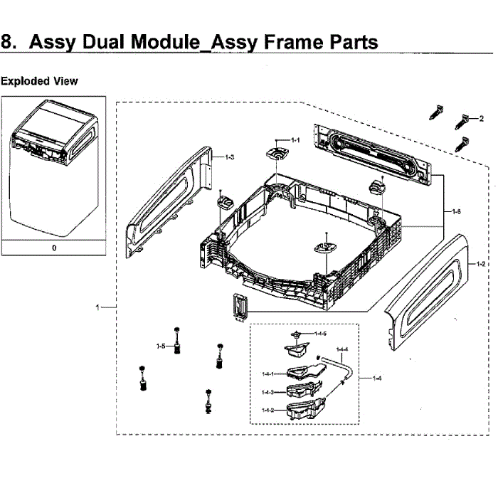 Dual Module-Frame Diagram and Parts List for WV60M9900AW A5-00 Samsung Washer