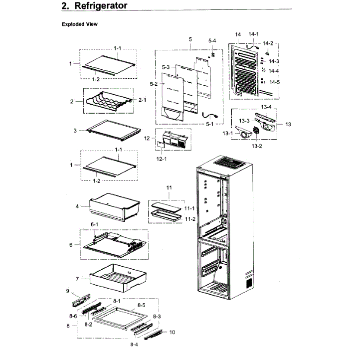 Fridge Diagram and Parts List for RB12J8896S4 AA-00 Samsung Refrigerator