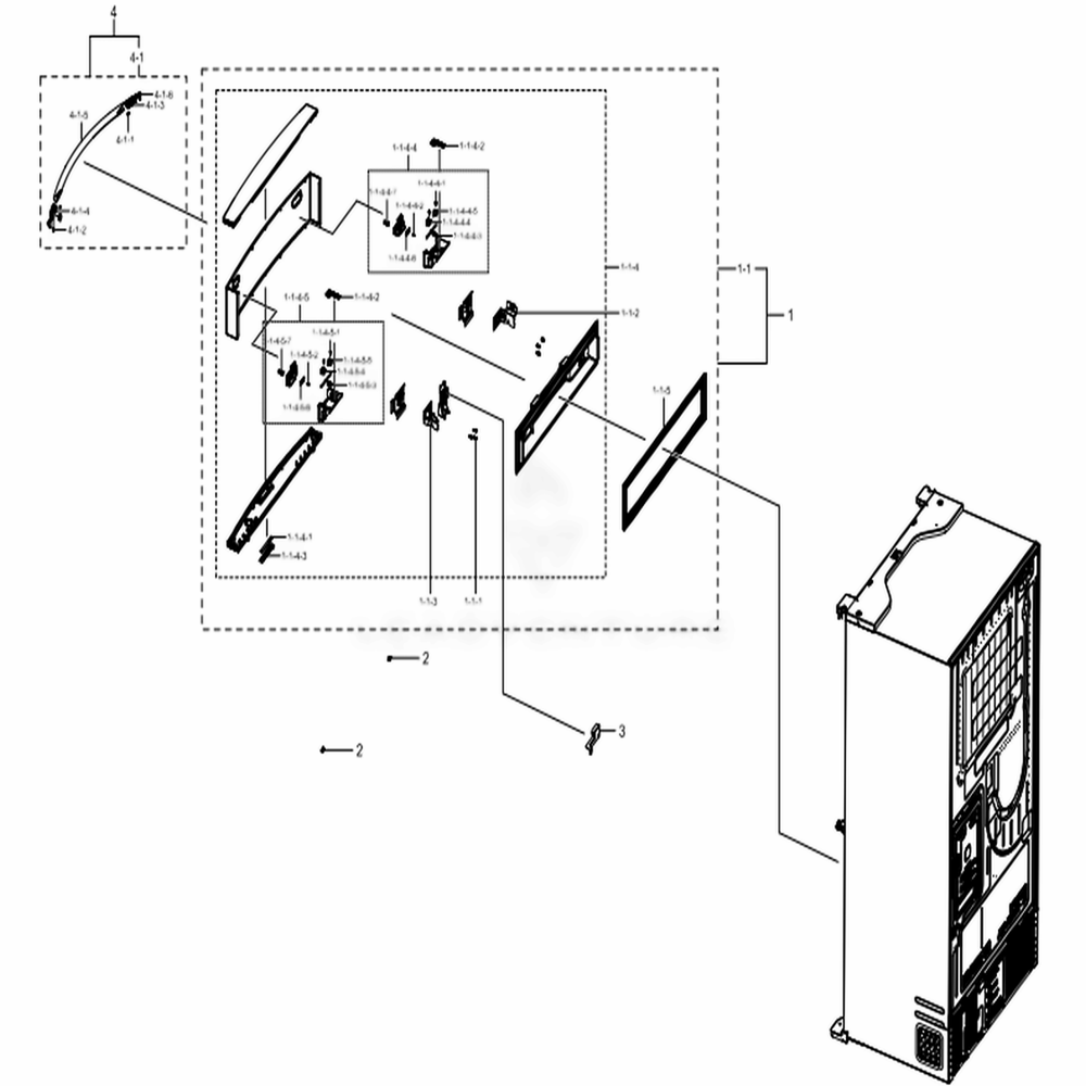 Mid Door Diagram and Parts List for RF22NPEDBSG (AA)(0000) Samsung Refrigerator