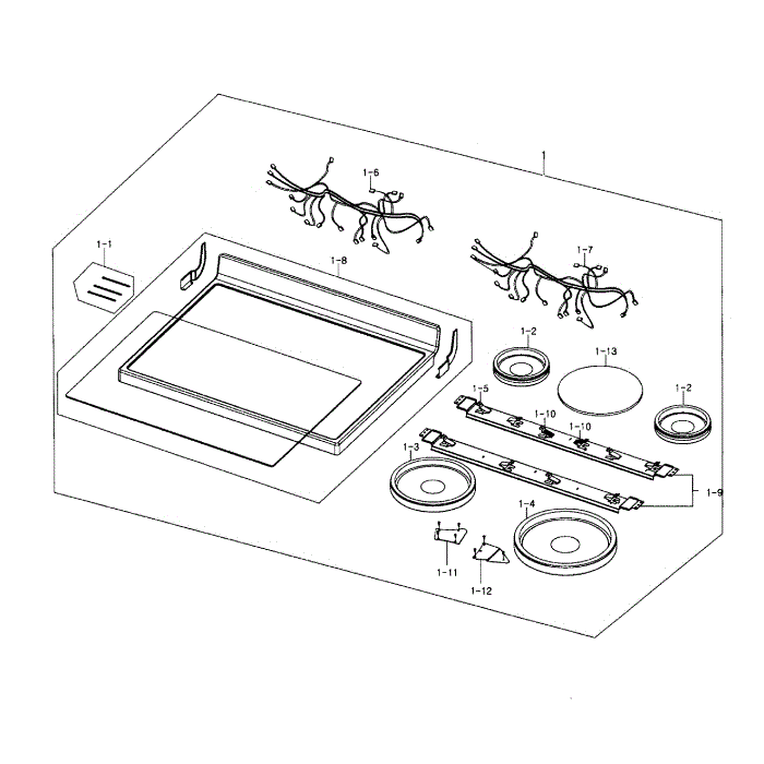 Cooktop Assembly Diagram and Parts List for NE597R0ABSR AA-01 Samsung Range