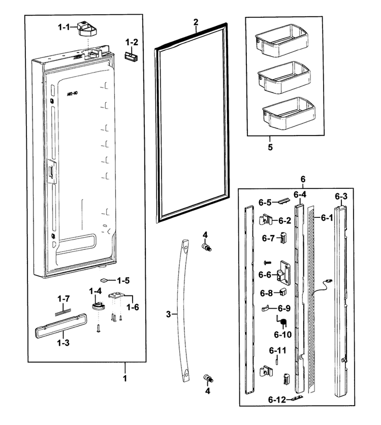 Refrigerator Door L Diagram and Parts List for RFG293HAPN XAA-0000 Samsung Refrigerator