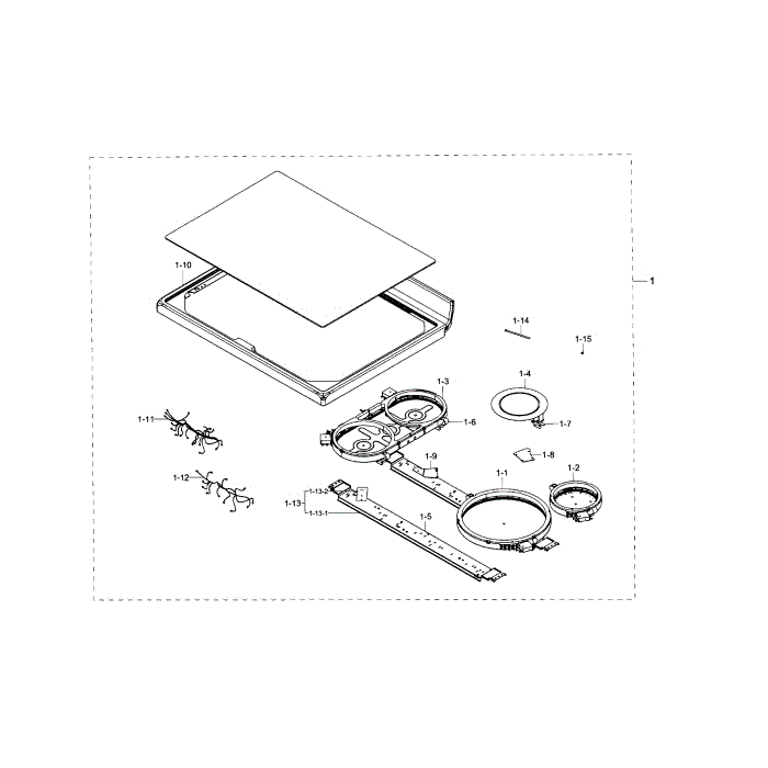 Cooktop Diagram and Parts List for NE59J7850WS AA-00 Samsung Range