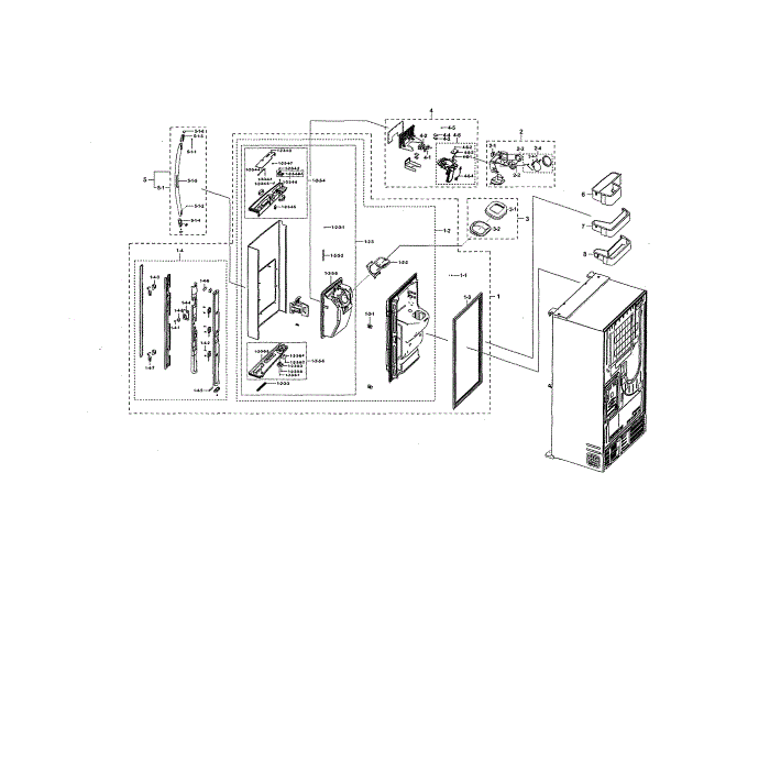 Left Fridge Door Diagram and Parts List for RF28NHEDBSR AA-00 Samsung Refrigerator
