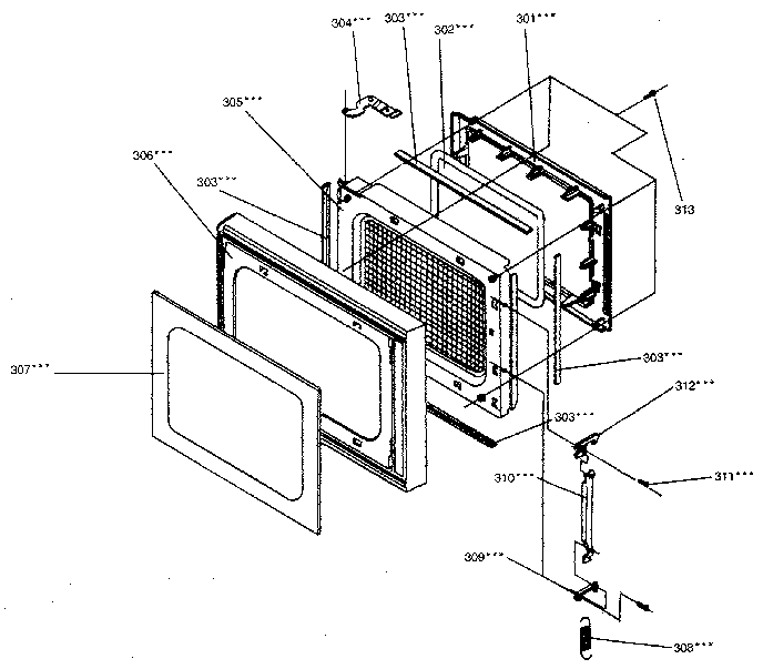 Door Diagram and Parts List for 4018922990  Kenmore Microwave