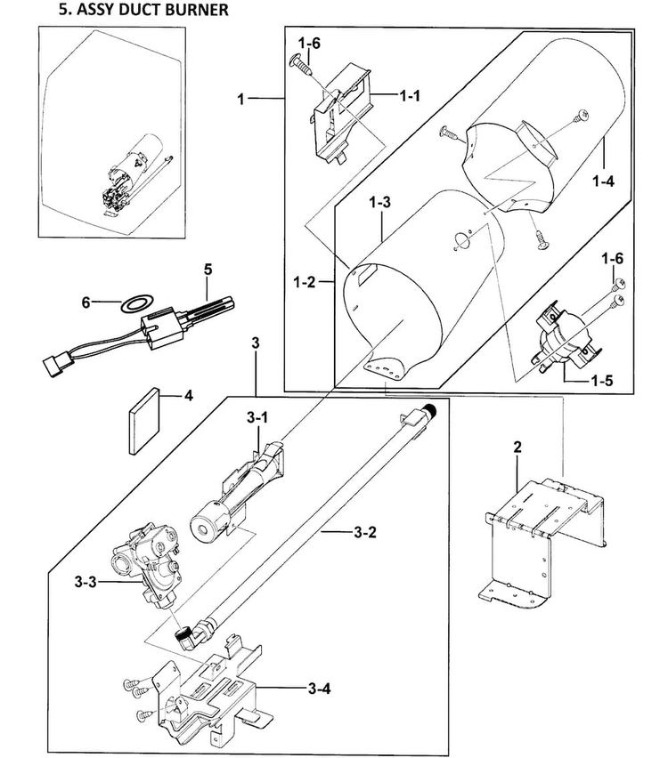 Heater Assy Diagram and Parts List for DV337AGR XAA-0000 Samsung Dryer