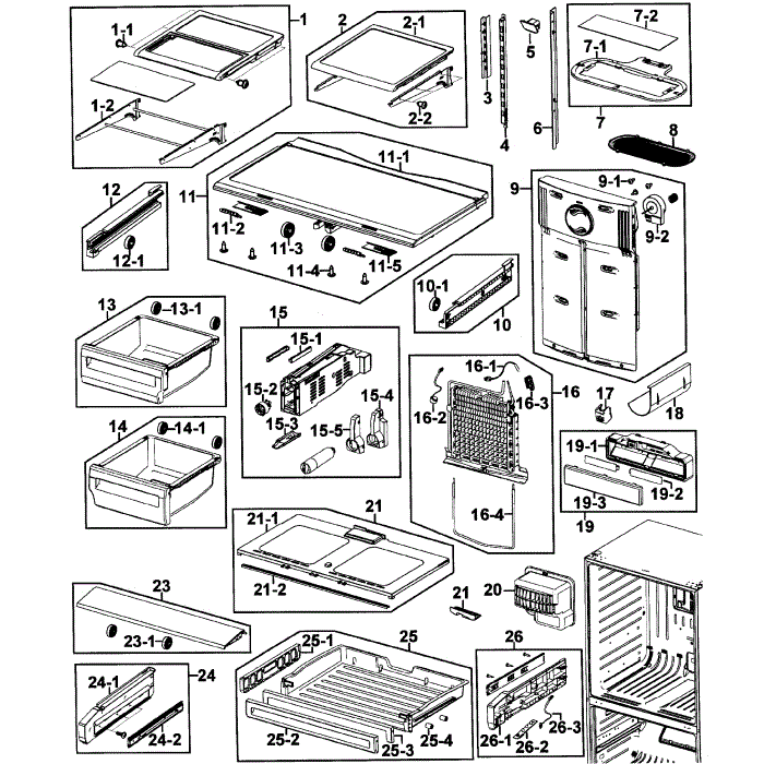 Refrigerator Diagram and Parts List for RFG293HAWP XAA-00 Samsung Refrigerator