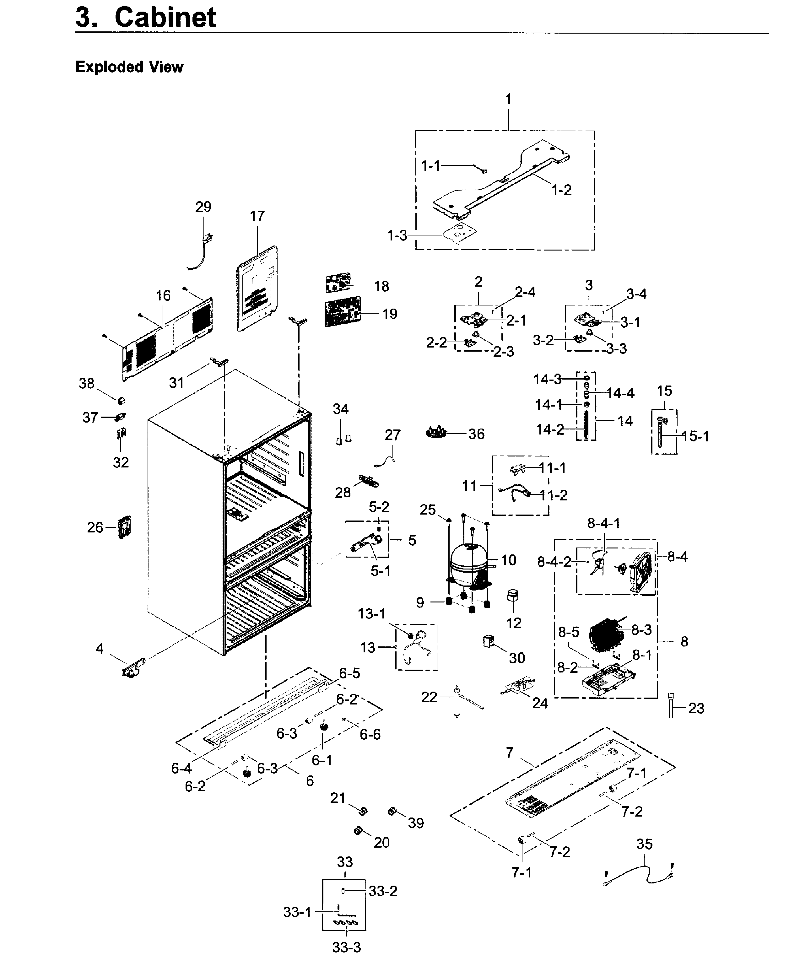 Cabinet Diagram and Parts List for RF30KMEDBSR AA-0000 Samsung Refrigerator