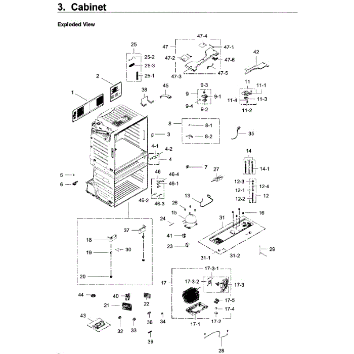 Cabinet Diagram and Parts List for RF28JBEDBSR AA-04 Samsung Refrigerator