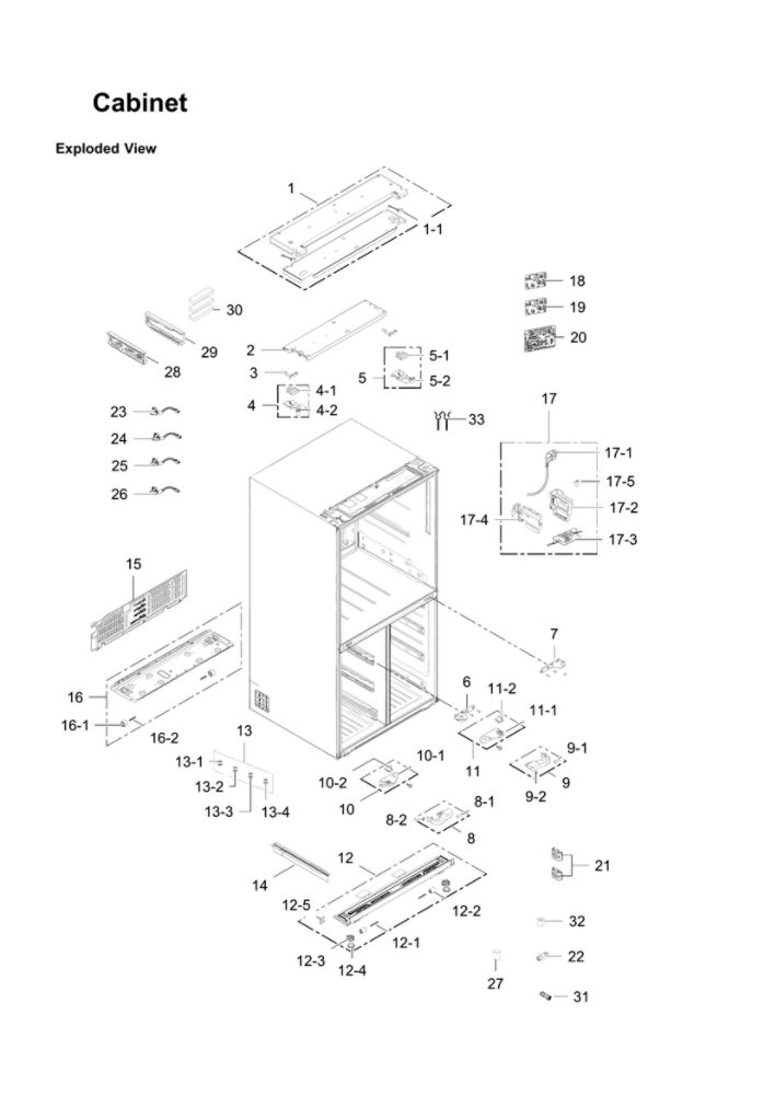 Cabinet Parts Diagram and Parts List for RF24J9960S4 AA-05 Samsung Refrigerator