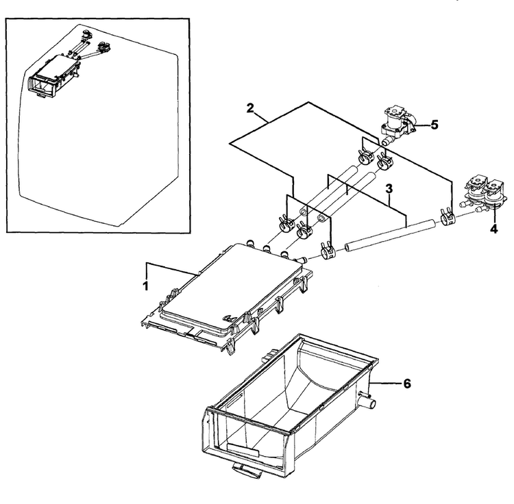 Drawer Housing Diagram and Parts List for WF219ANW XAA-0000 Samsung Washer