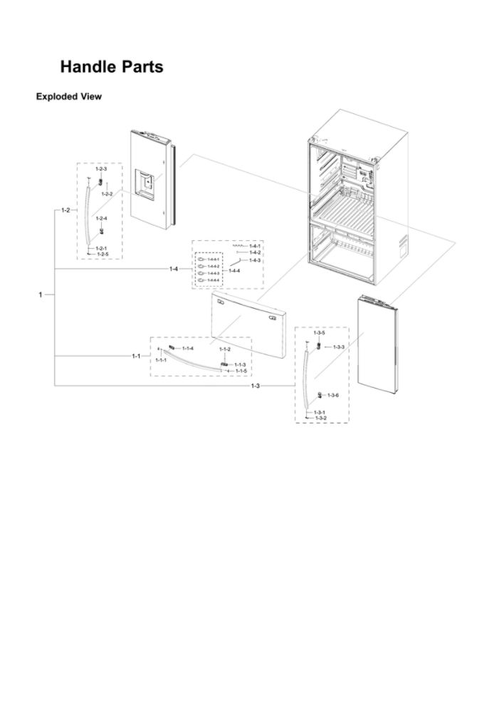 Handle Parts Diagram and Parts List for RF28R6201SR AA-51 Samsung Refrigerator