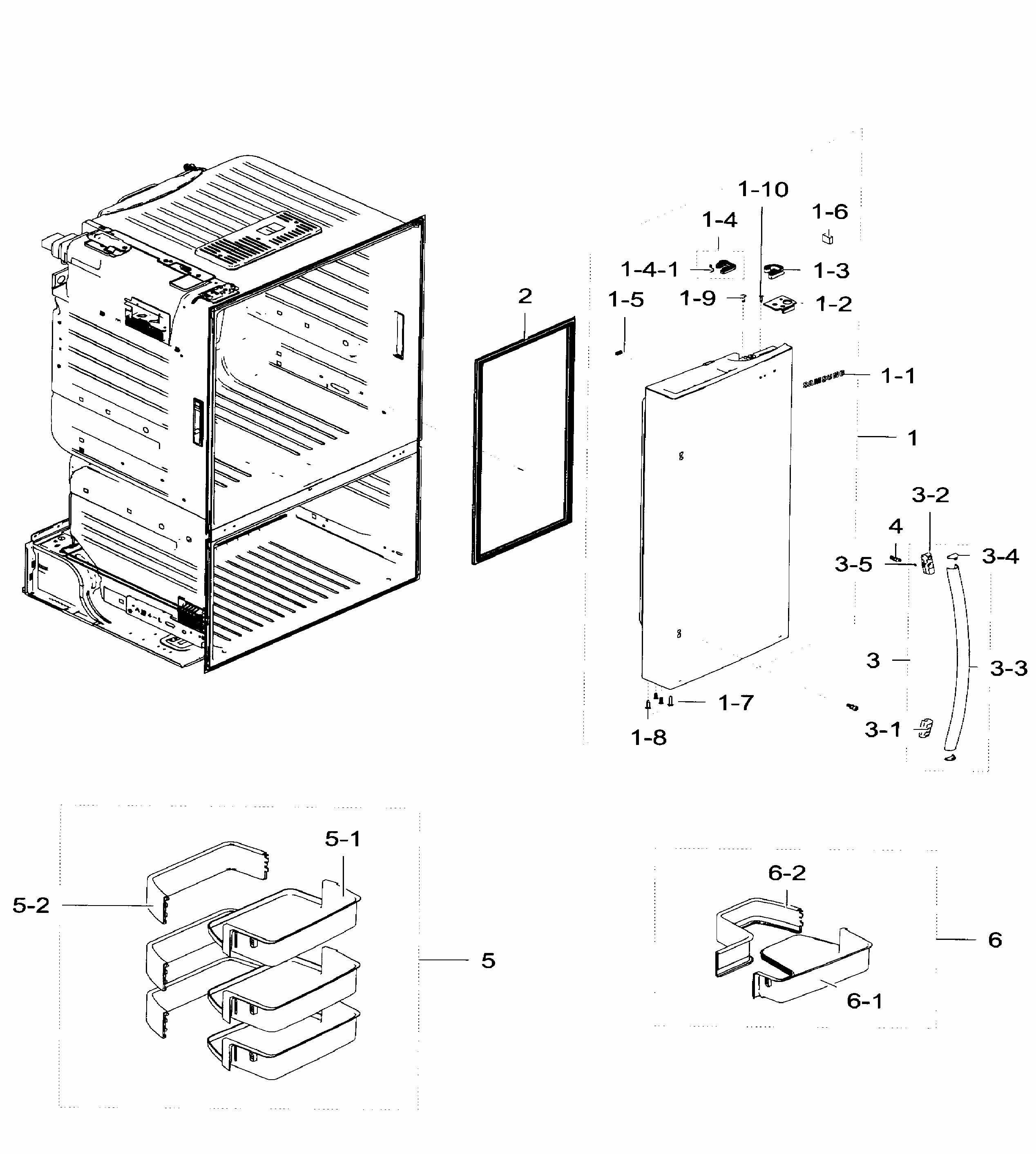 Right Door Diagram and Parts List for RF28HFEDBWW AA-0004 Samsung Refrigerator