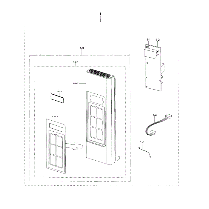 Control Panel Diagram and Parts List for ME18H704SFS AA-01 Samsung Microwave Oven Combo