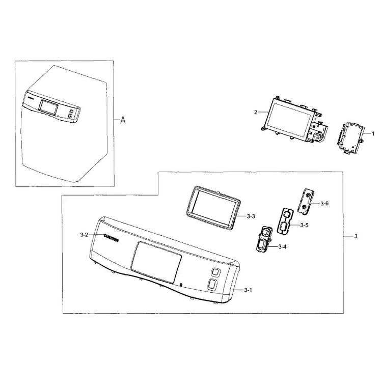 Control Panel Diagram and Parts List for DV457GVGSGR AA-0000 Samsung Dryer