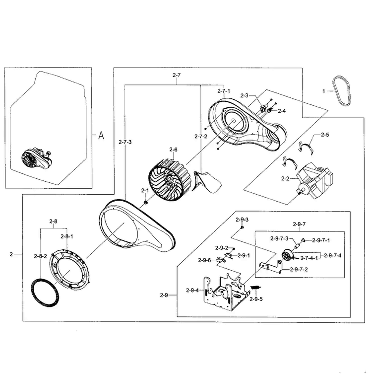 Motor Assy Diagram and Parts List for DV476ETHASU A1-0000 Samsung Dryer