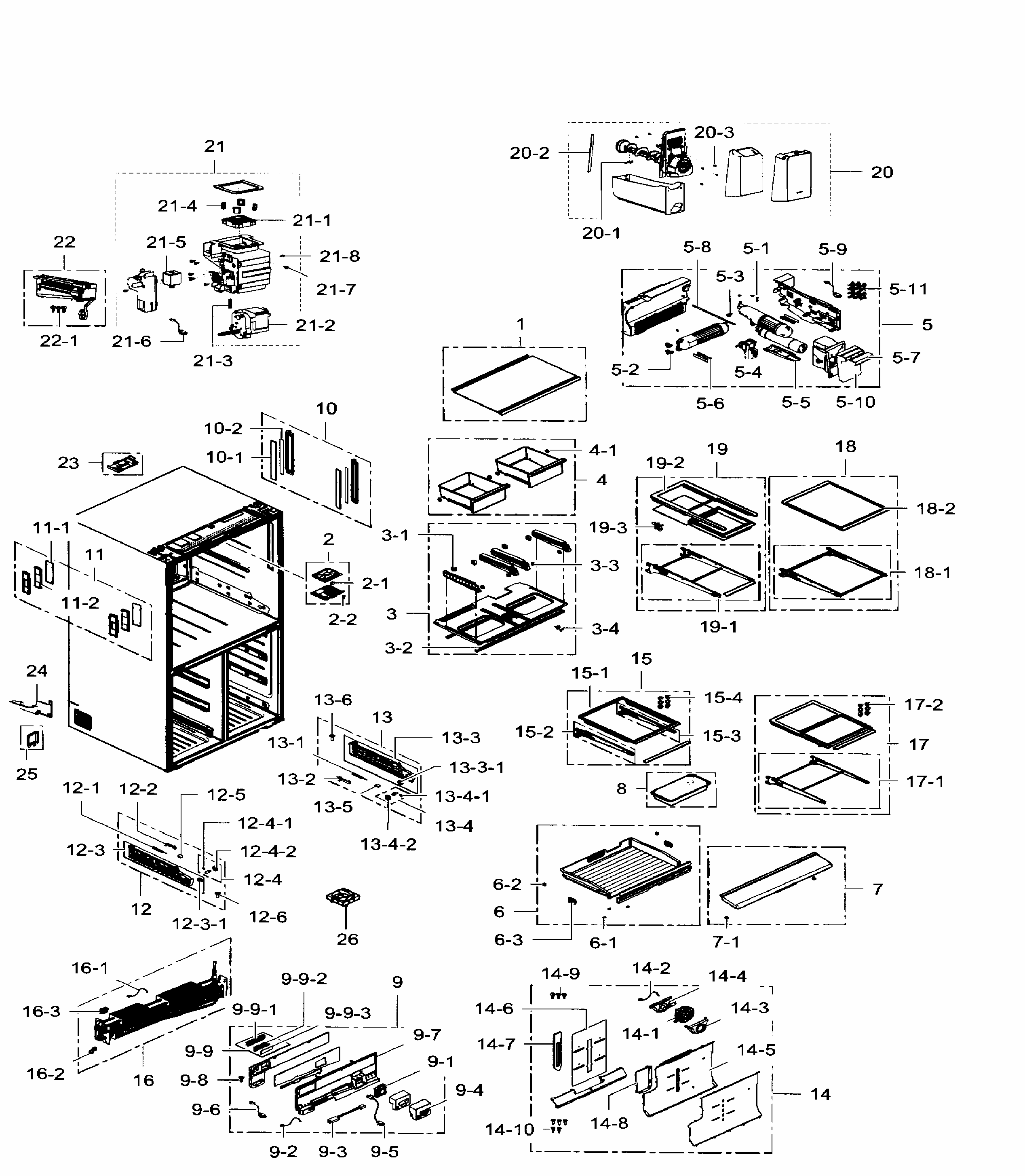 Fridge Diagram and Parts List for RF34H9960S4 AA-0003 Samsung Refrigerator