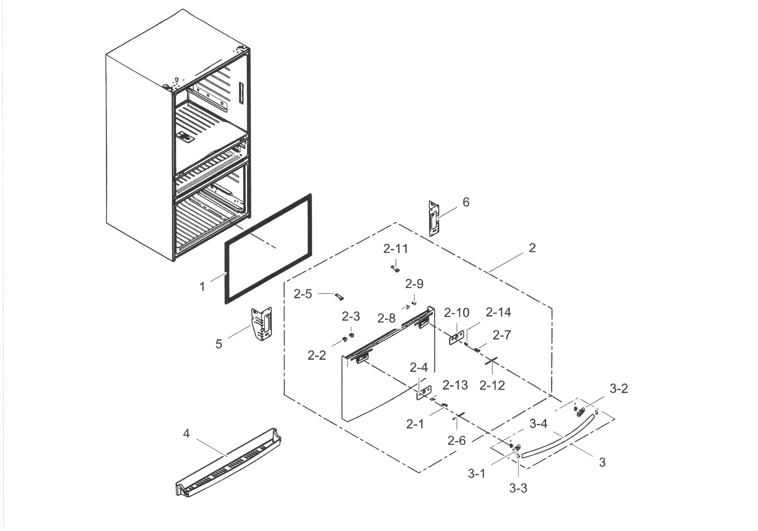 Freezer Door Diagram and Parts List for RF28HMELBSR AA-0001 Samsung Refrigerator