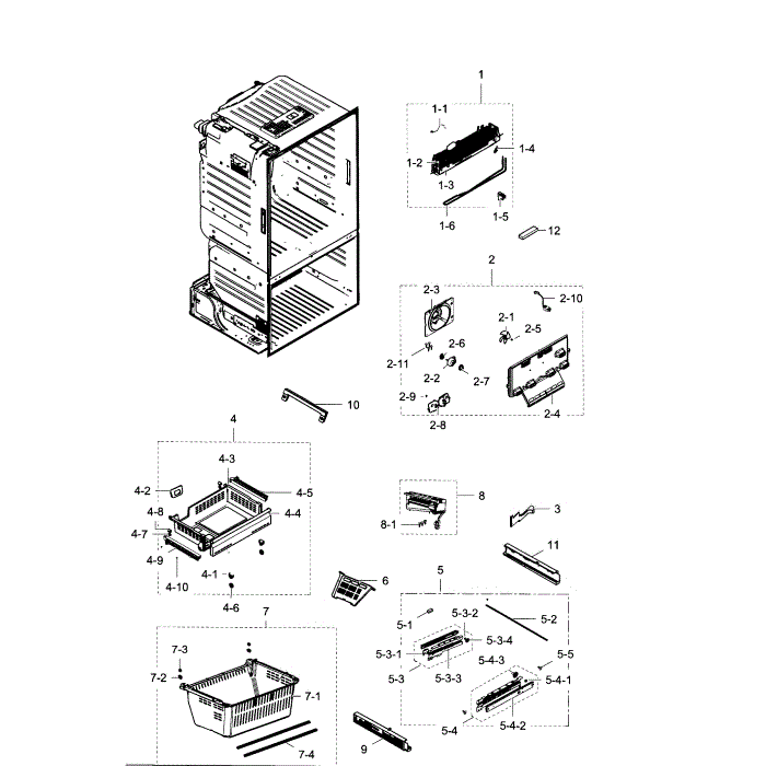 Freezer Diagram and Parts List for RF28HDEDBSR AA-05 Samsung Refrigerator