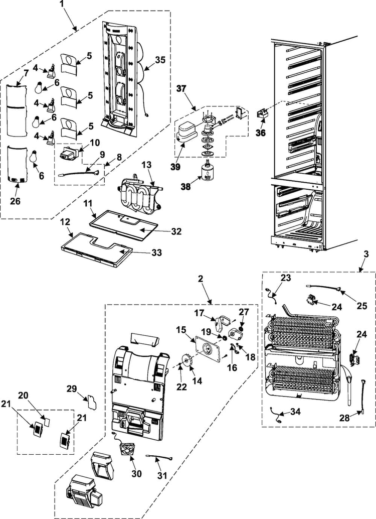 Refrigerator Compartment Diagram and Parts List for RM255BARB XAA Samsung Refrigerator