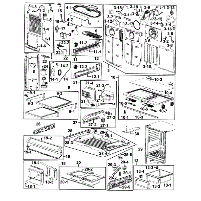 Refrigerator Diagram and Parts List for RF266AZPN XAA-00 Samsung Refrigerator