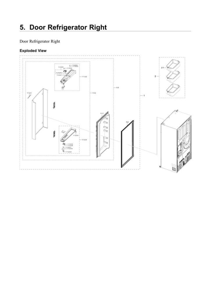 Right Refrigerator Door Parts Diagram and Parts List for RF24R7201SR AA-02 Samsung Refrigerator