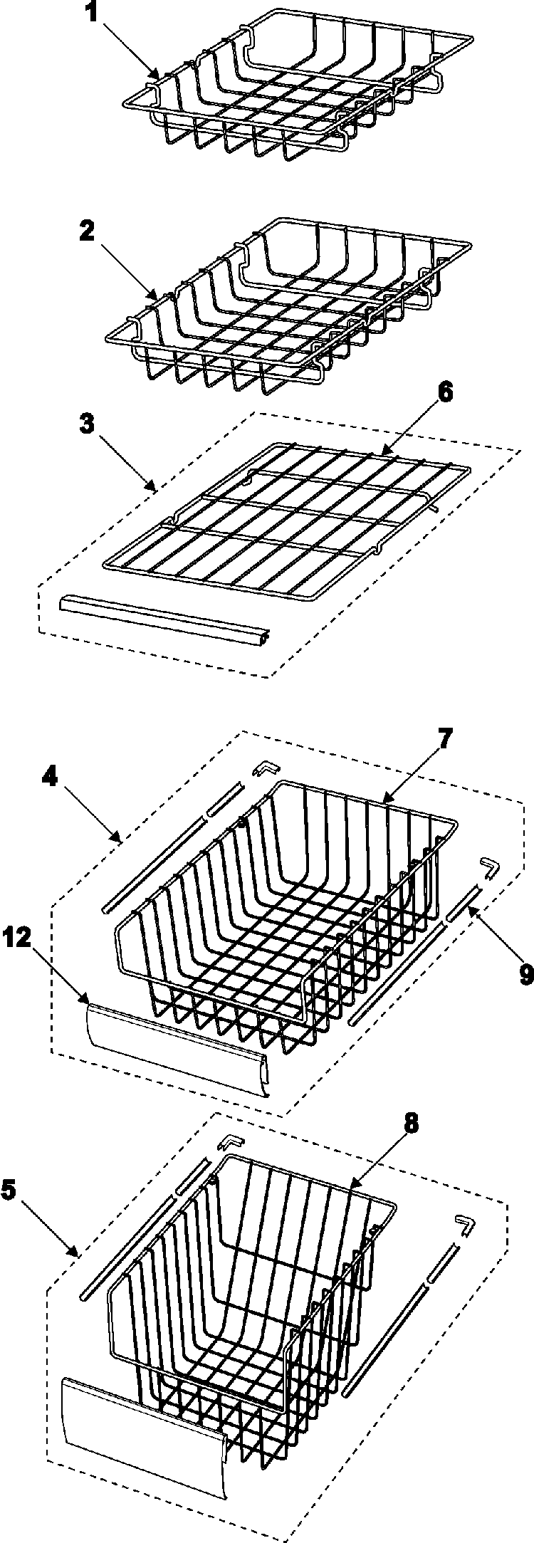 Freezer Shelves Diagram and Parts List for RS2624WW XAA Samsung Refrigerator