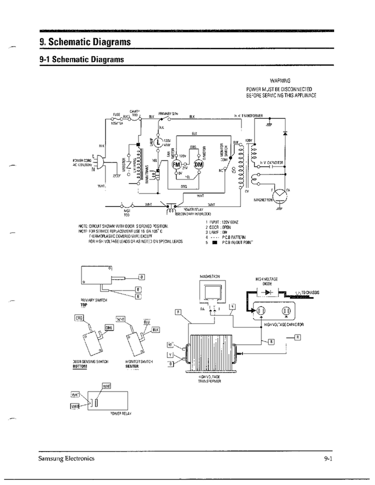 Complete Microwave Oven Page 7 Diagram and Parts List for MW4371G XAA Samsung Microwave