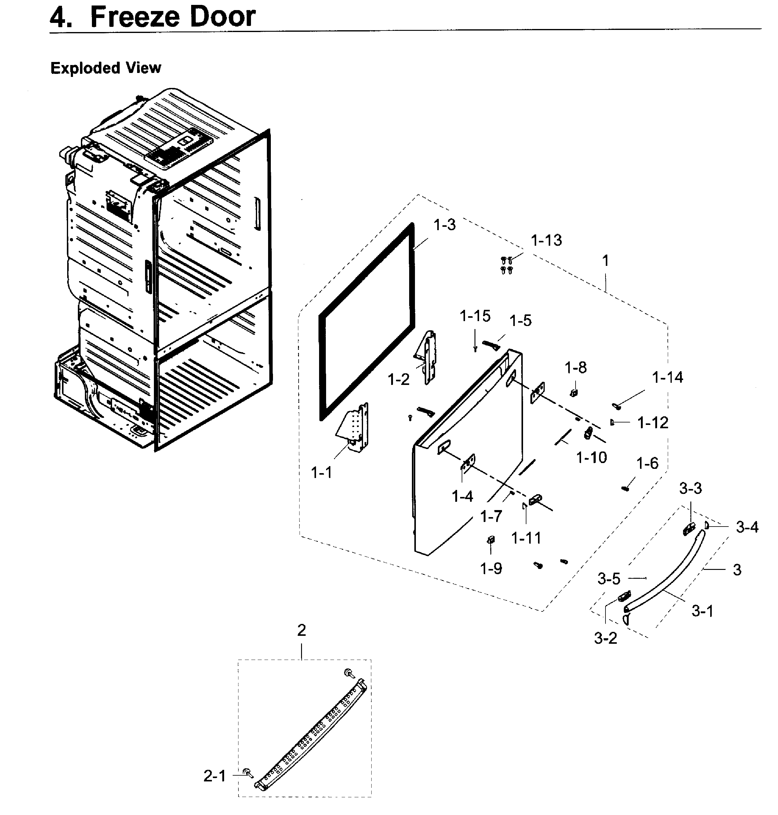 Freezer Door Diagram and Parts List for RF28HDEDPWW AA-0005 Samsung Refrigerator