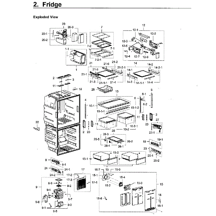 Fridge Diagram and Parts List for RF28K9380SG AA-02 Samsung Refrigerator